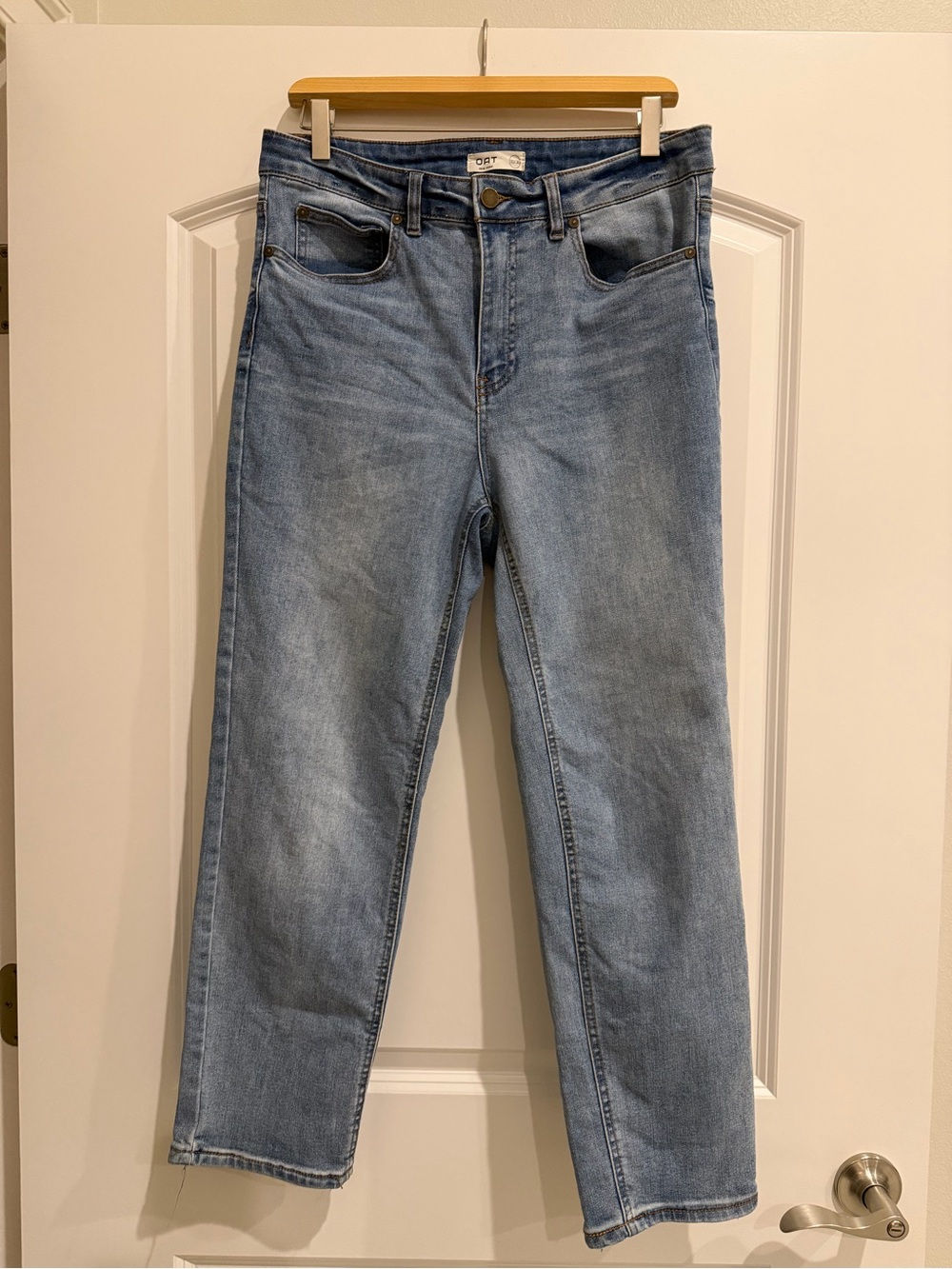 Oat Brand Light Blue High-Rise Straight Jeans - Women's